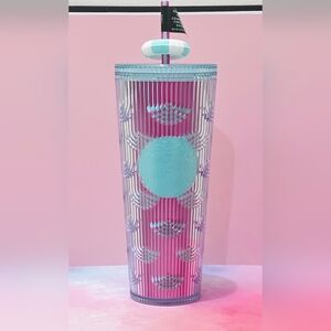 Starbucks Summer 2025 Mermaid Cold Cup with Straw Topper Pink & Blue - NEW